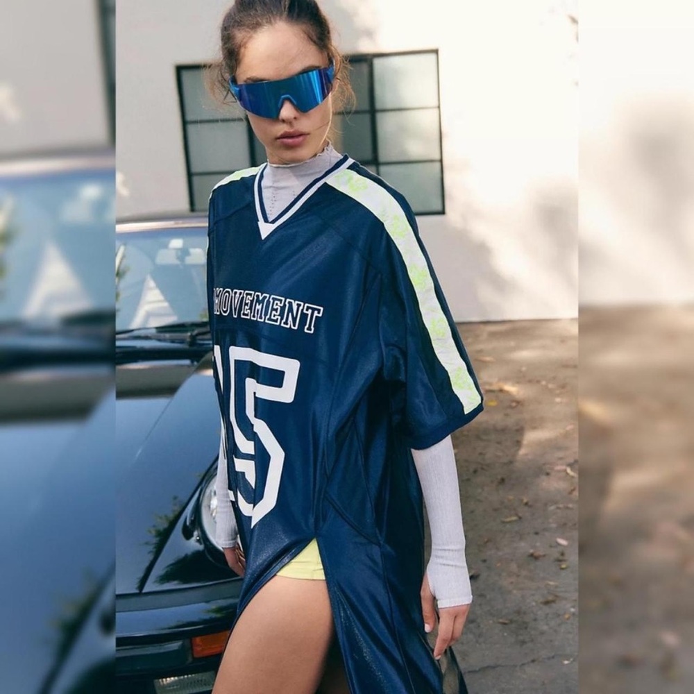 FP Movement by Free People Navy and Neon Jersey Top